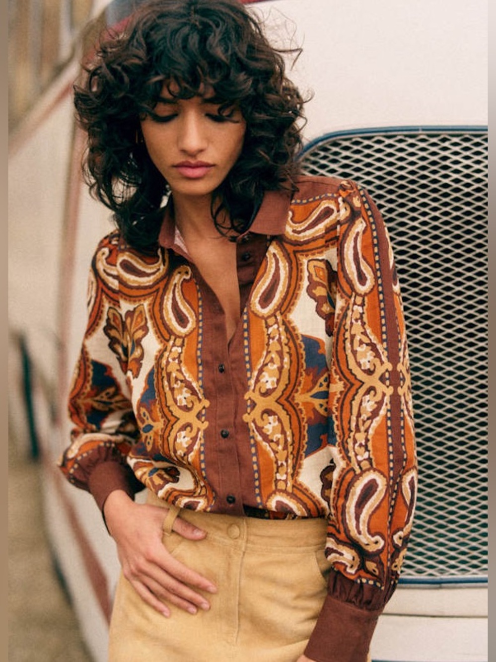 Sézane Claudio Shirt in Palmera Print  FR 38 / US 6